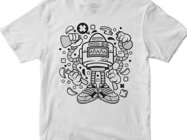 Lab robot monster tshirt design vector