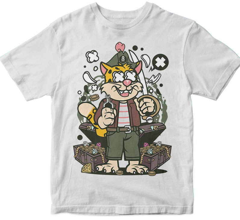 Leopard Pirate t shirt design graphic