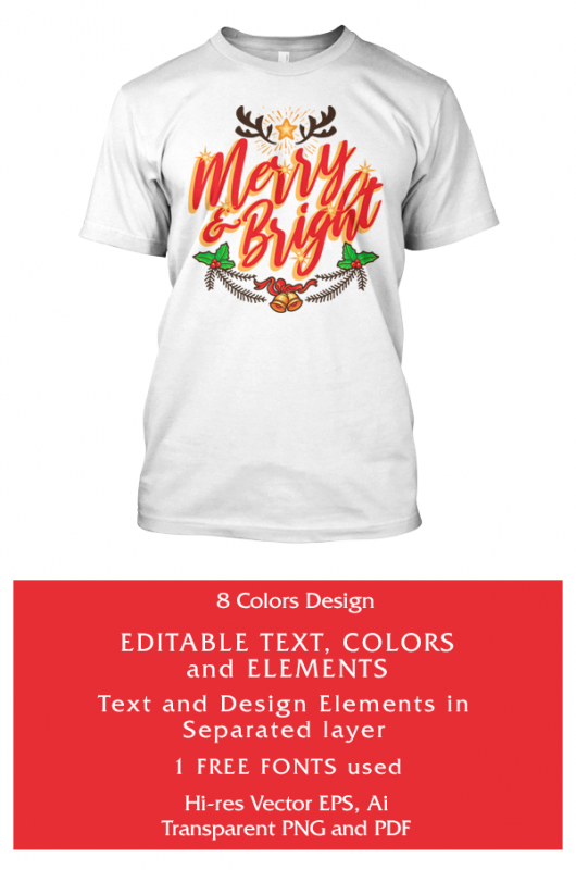 Merry & Bright commercial use t shirt designs