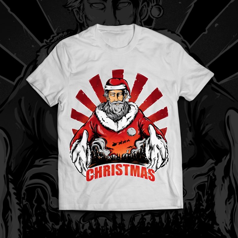 Santa x Christmas T-Shirt Design tshirt-factory.com