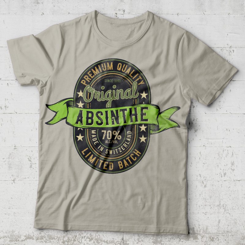 Absinthe Label. Editable vector t-shirt design. vector shirt designs