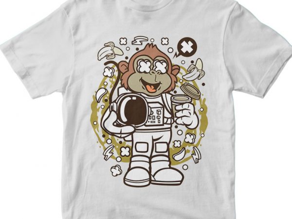 Monkey astronaut commercial use t-shirt design