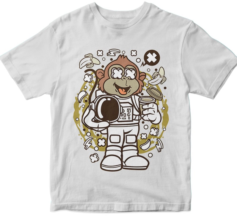 Monkey Astronaut t shirt designs for printful