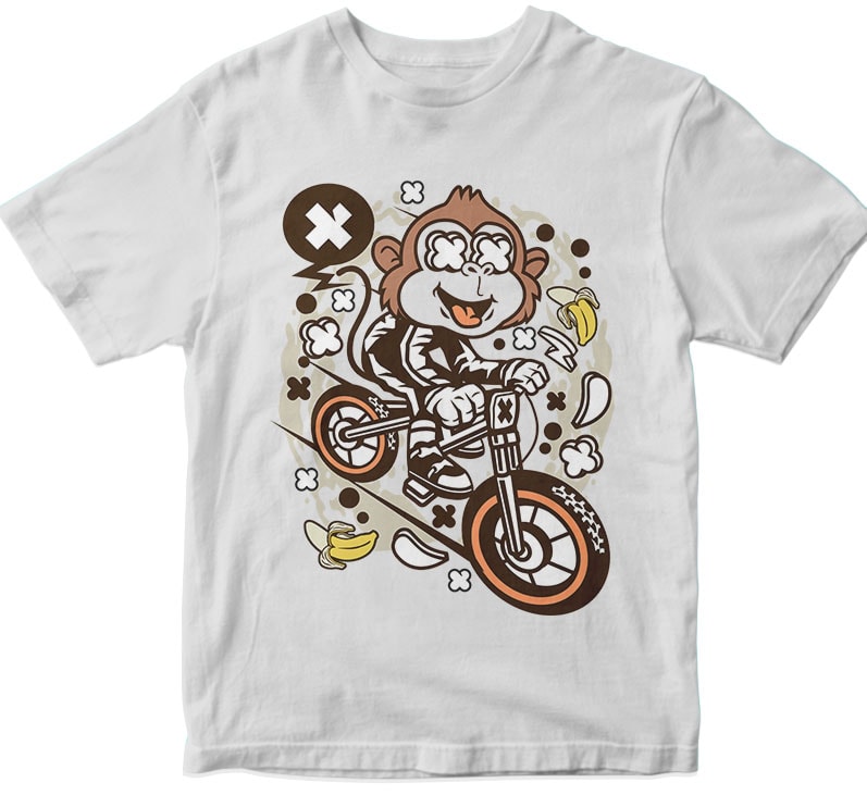 Monkey Downhill t shirt designs for printful