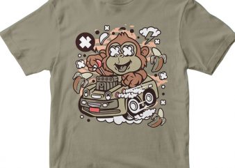 Monkey Hotrod vector shirt design