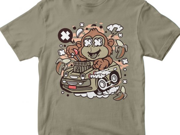 Monkey hotrod vector shirt design
