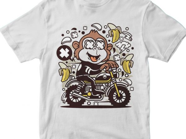 Monkey motocrosser print ready vector t shirt design