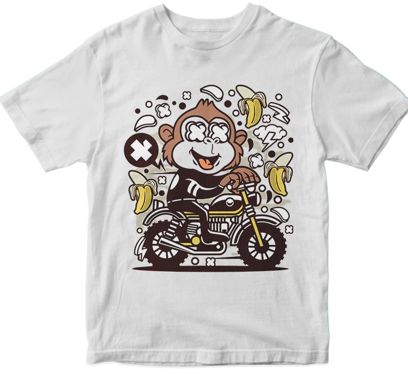 Monkey Motocrosser t shirt designs for printful