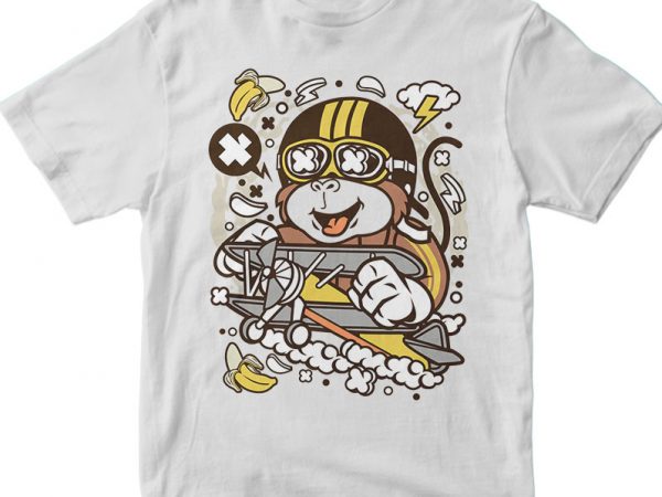Monkey pilot vector t shirt design artwork