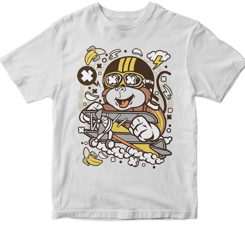 Monkey Pilot t shirt designs for print on demand
