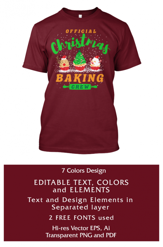 Official Christmas Baking Crew vector shirt designs