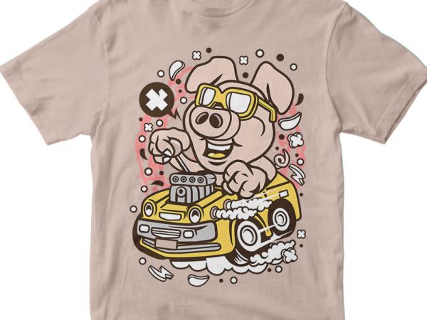 Oink hotrod commercial use t-shirt design