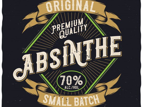 Absinthe label. editable vector t-shirt design. Absinthe label. editable vector t-shirt design.