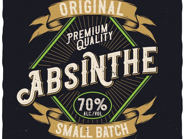 Absinthe label. editable vector t-shirt design.