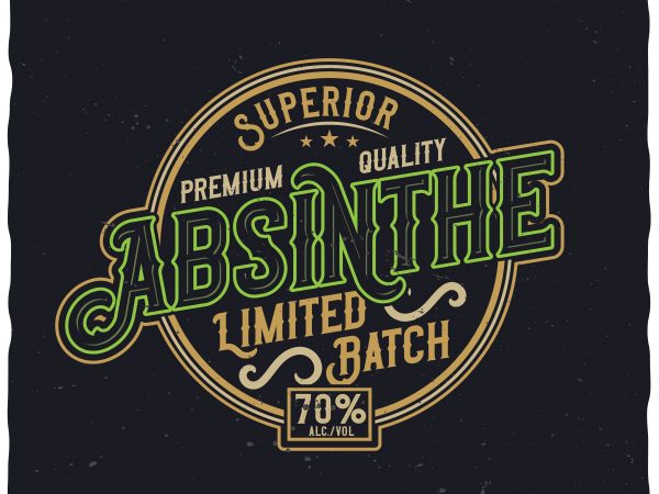 Absinthe label. editable vector t-shirt design.