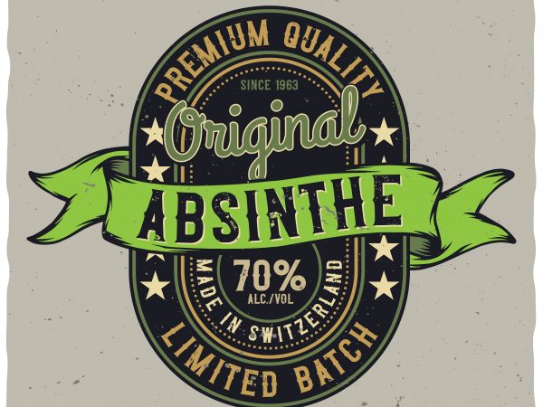 Absinthe label. editable vector t-shirt design.