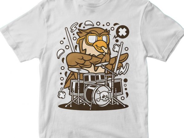 Owl drummer buy t shirt design