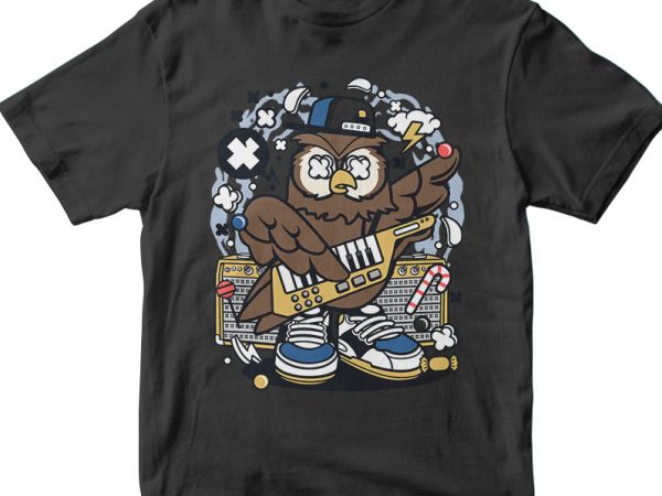 Owl pop star tshirt design vector