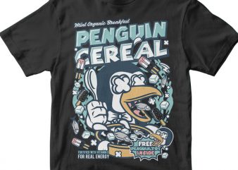 Penguin Cereal Box vector shirt design