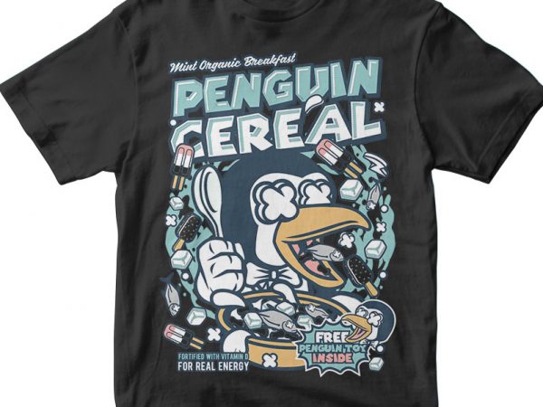 Penguin cereal box vector shirt design
