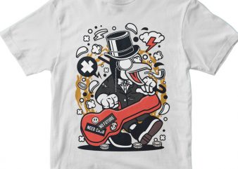 Penguin Guitar vector t shirt design for download