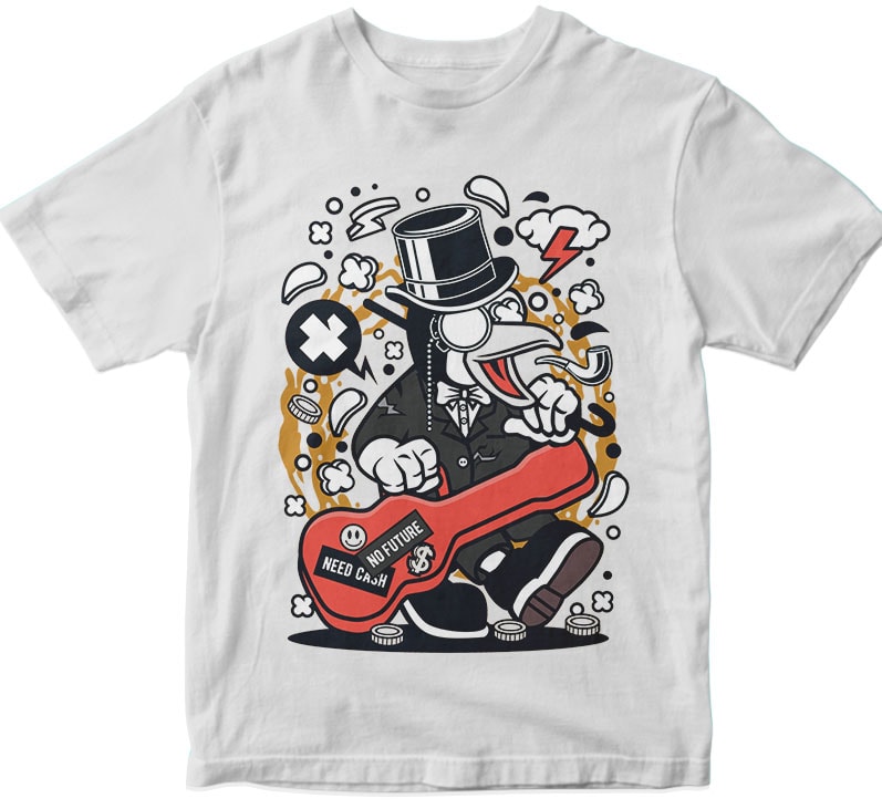 Penguin Guitar tshirt designs for merch by amazon