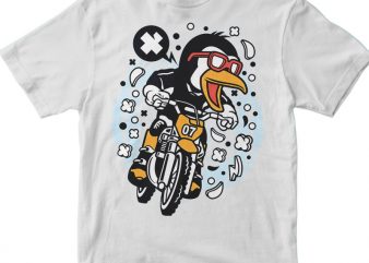 Penguin Motocross Rider t shirt design png