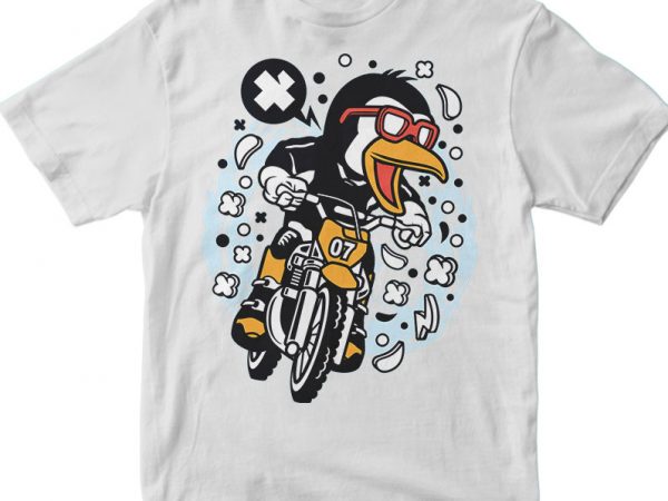 Penguin motocross rider t shirt design png