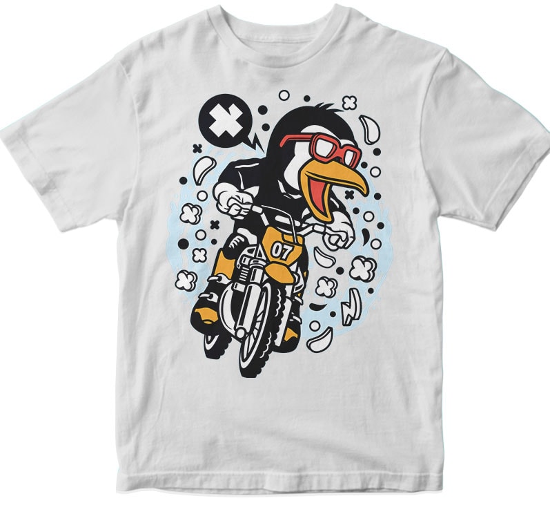 Penguin Motocross Rider buy tshirt design