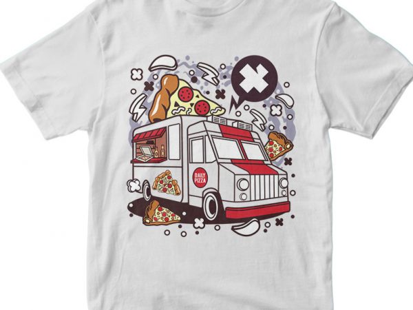 Pizza van vector t-shirt design for commercial use