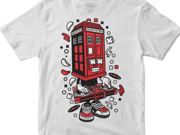 Police box dj design for t shirt