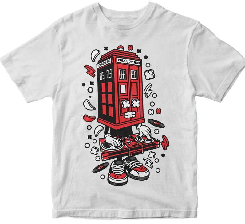 Police Box DJ tshirt design for merch by amazon