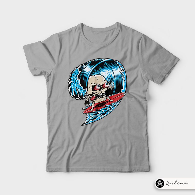Skull Surfing commercial use t shirt designs