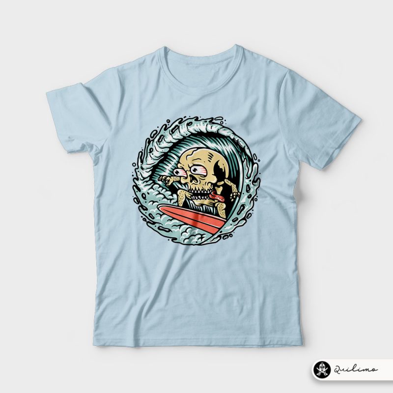 Skull Surfing commercial use t shirt designs