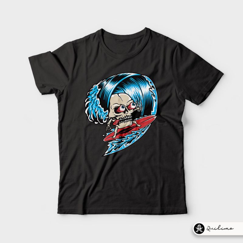 Skull Surfing commercial use t shirt designs