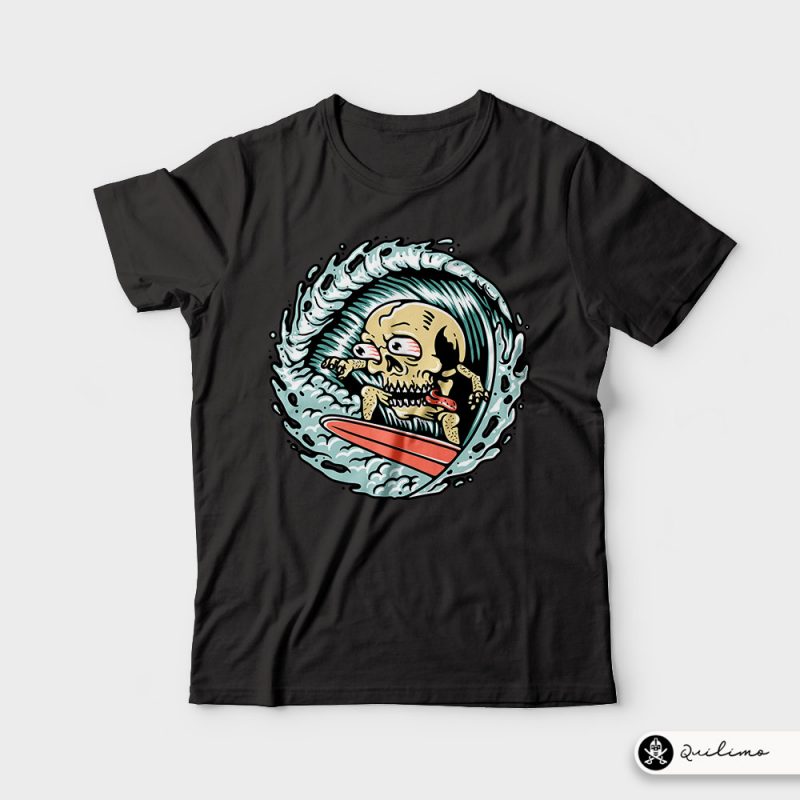 Skull Surfing commercial use t shirt designs