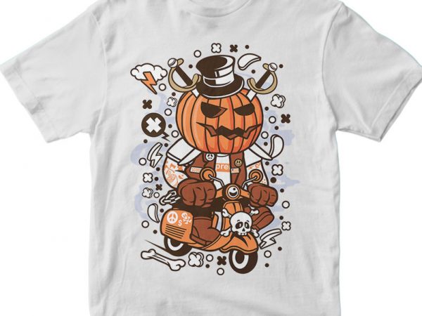 Pumpkin scooter t shirt design for purchase