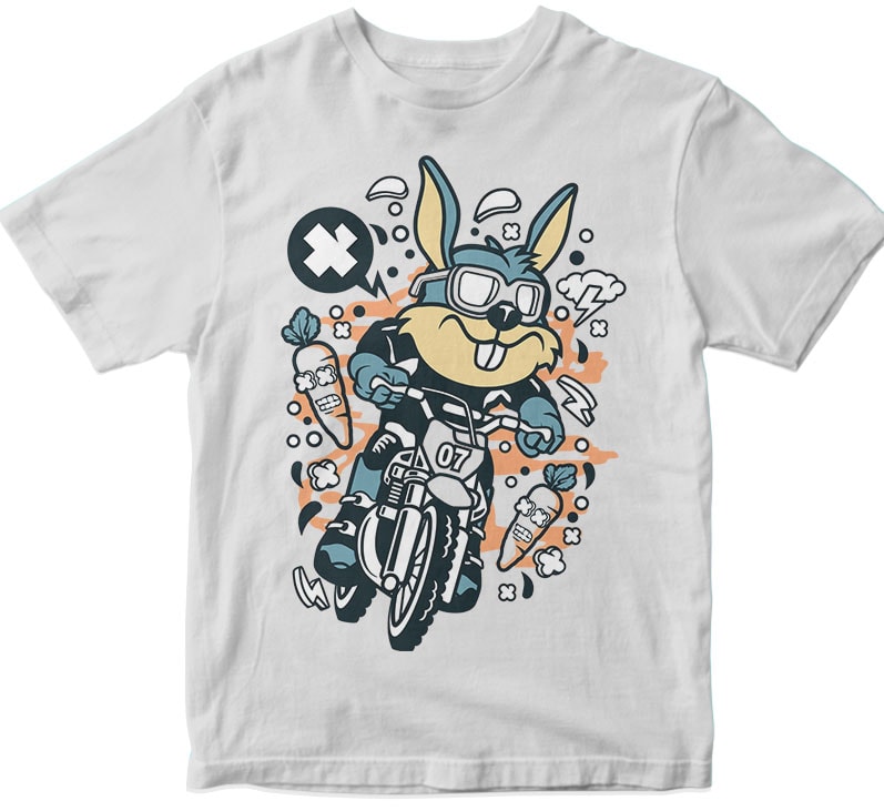 Rabbit Motocross Rider tshirt design for merch by amazon