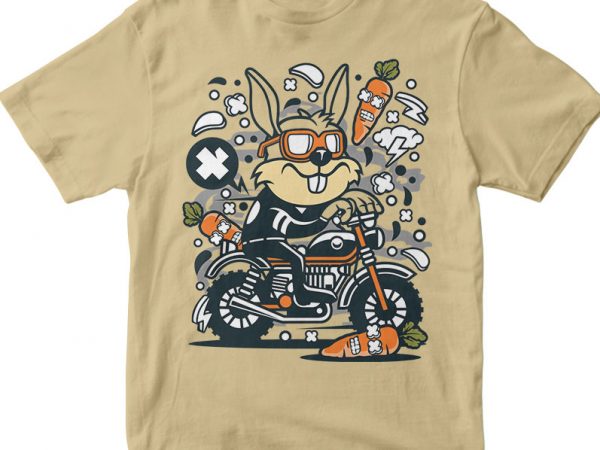 Rabbit motocrosser t shirt design for sale