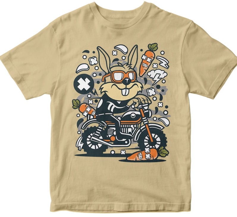 Rabbit Motocrosser tshirt design for merch by amazon