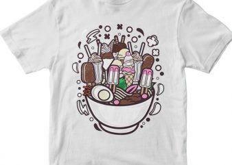 Ramen Ice Cream tshirt design vector