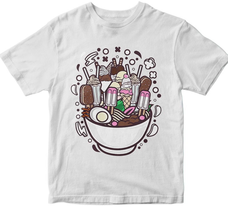 Ramen Ice Cream tshirt design for merch by amazon