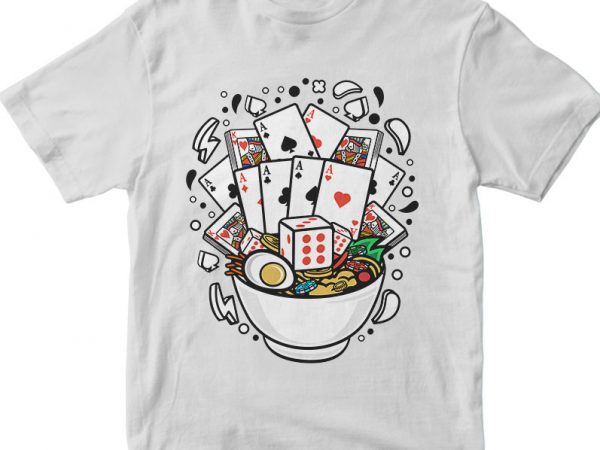 Ramen playing card print ready shirt design