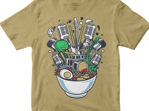 Ramen rock vector shirt design