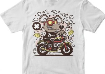 Rat Motocrosser print ready vector t shirt design