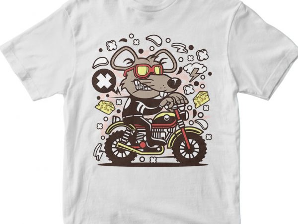 Rat motocrosser print ready vector t shirt design