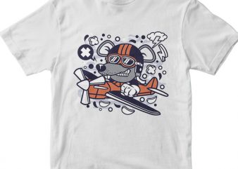 Rat Pilot vector t shirt design for download
