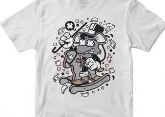 Rat Rocking Horse commercial use t-shirt design