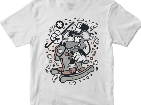 Rat rocking horse commercial use t-shirt design