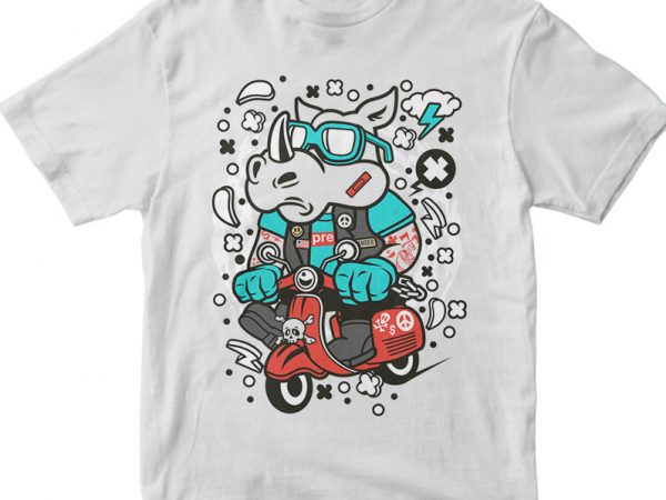 Rhino scooterist t shirt design png